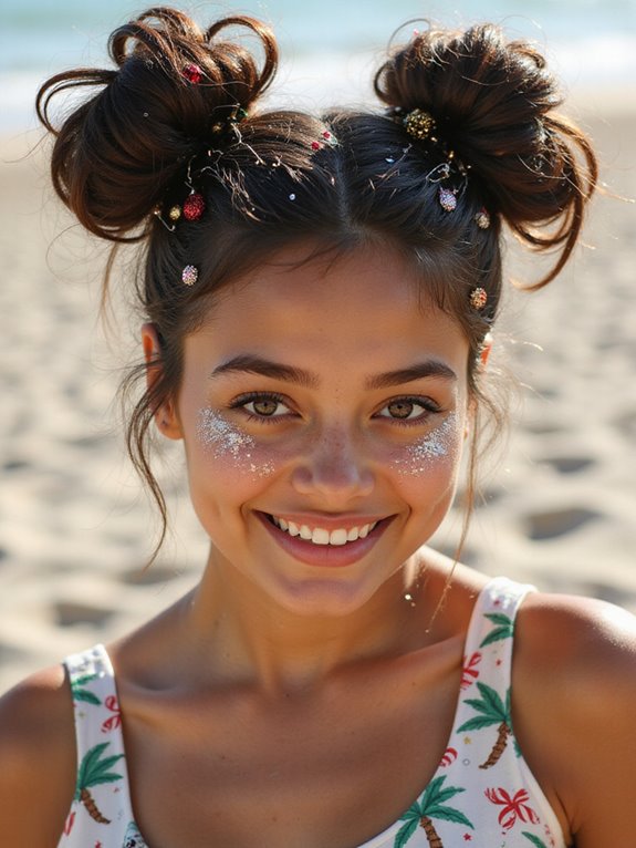 festive space buns hairstyle