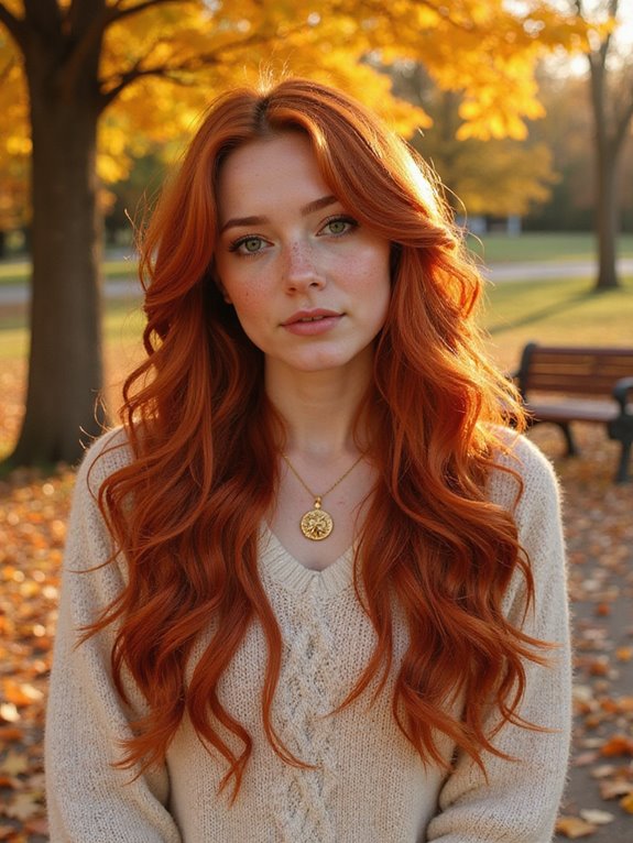 fiery copper hair waves