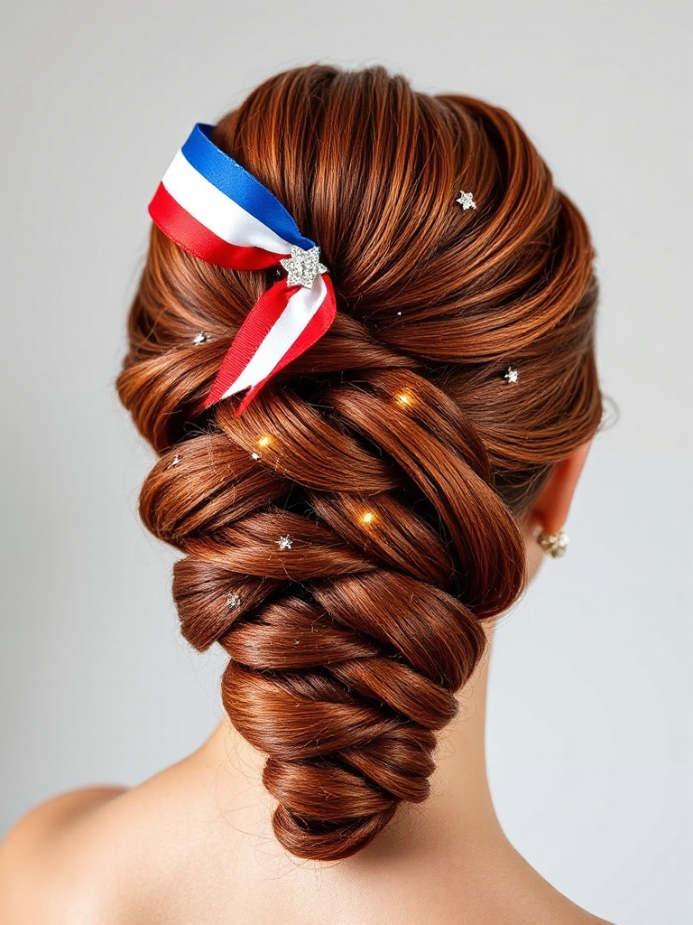 fiery patriotic hair updo