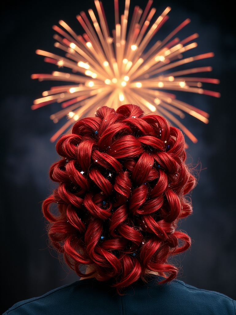 fiery red celebratory hairstyle
