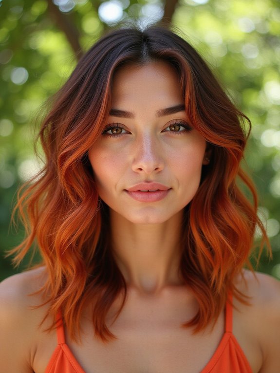 vibrant red copper streaks