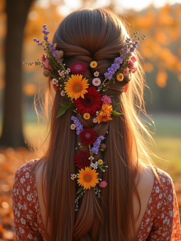 floral accent braid hairstyle