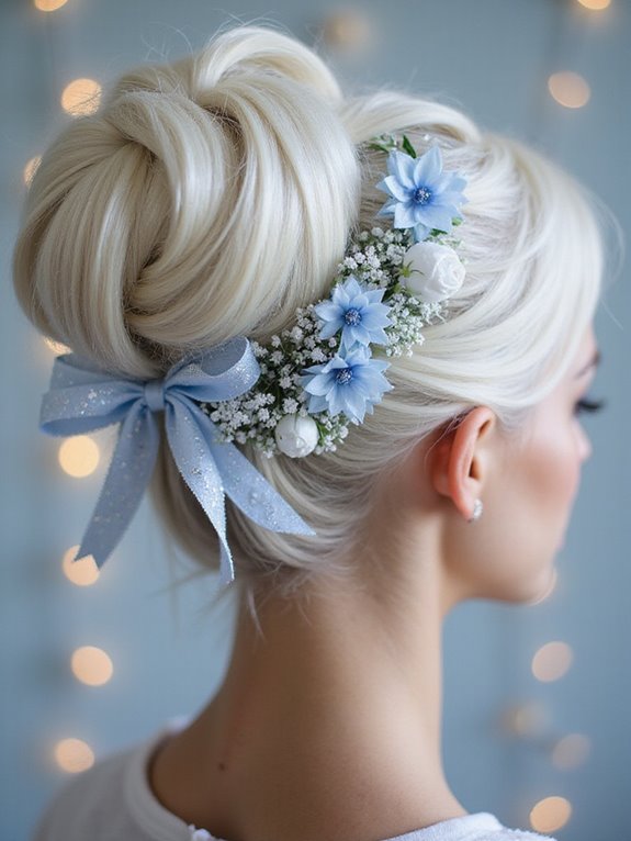 frosty glitter bun hairstyle