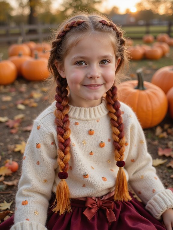funky dutch braids autumn colors