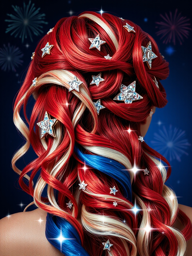 glittery patriotic hair accessories