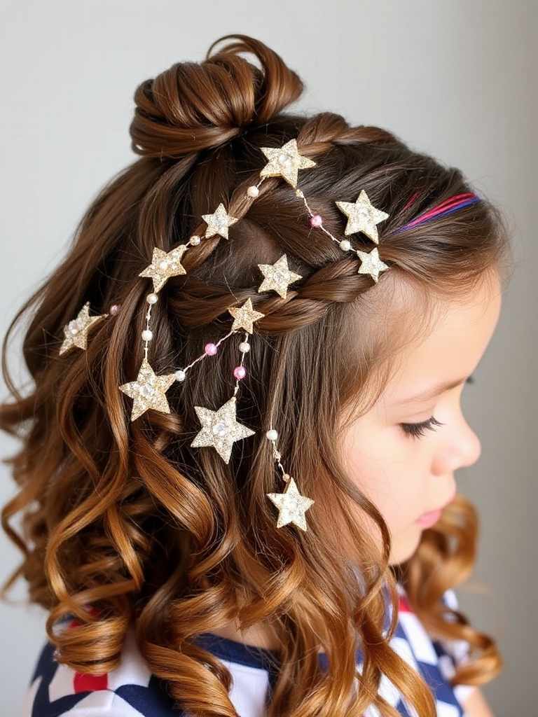 glittery star clips hairstyle