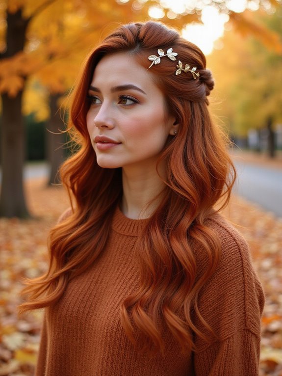half up copper hair style
