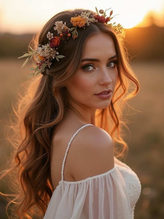 half up soft puff flowers