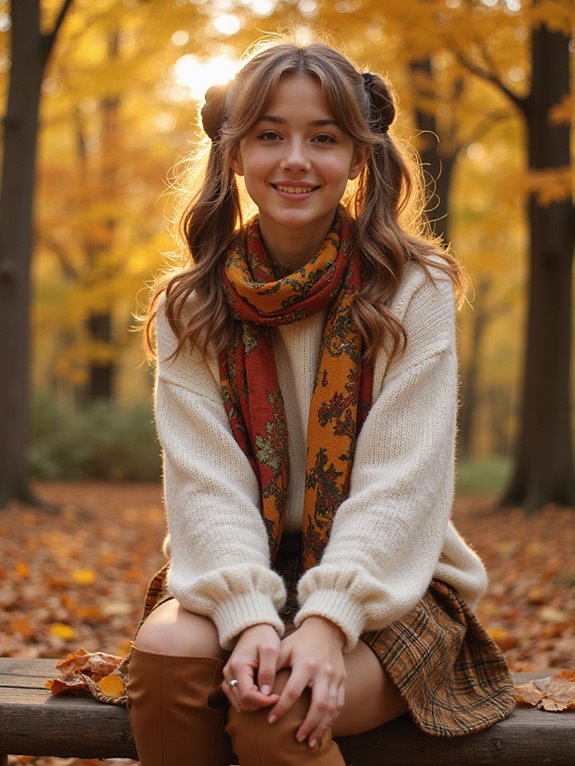 high pigtails with scarves