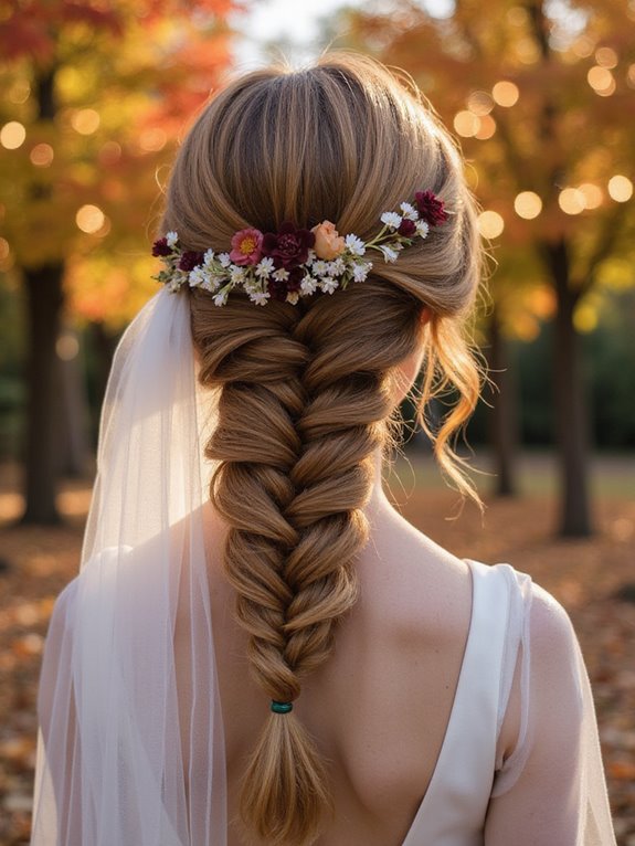 intricate braid with flowers