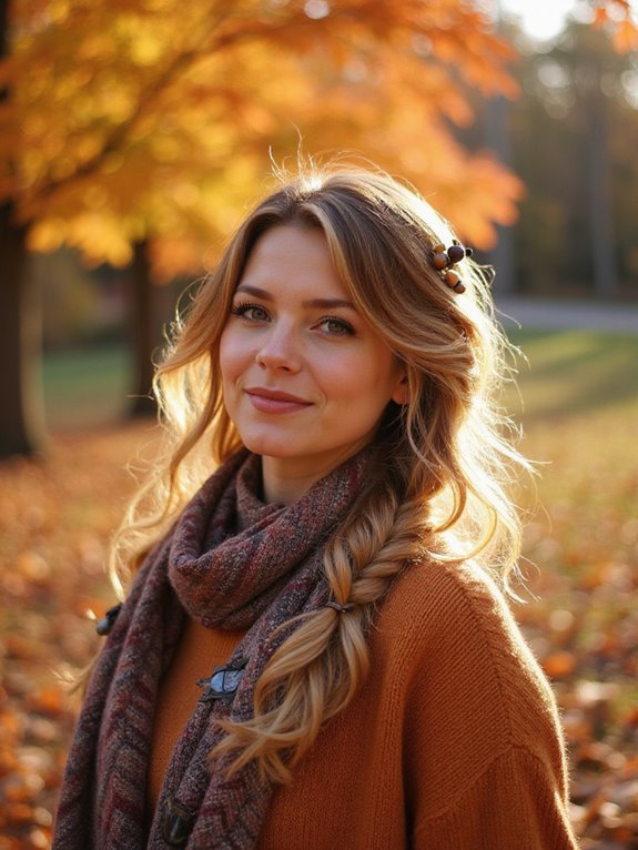 loose autumn braids style