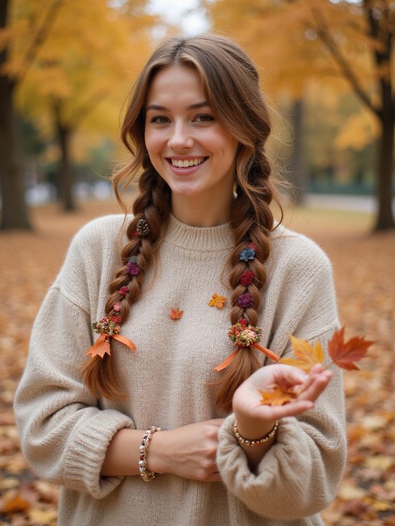 messy braids with accessories