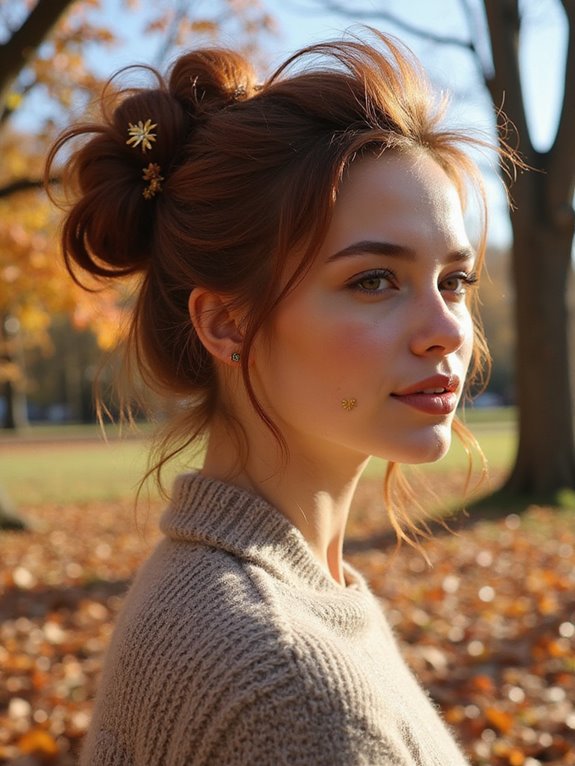 messy bun with accessories