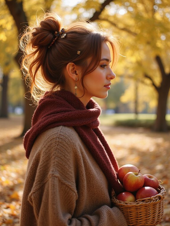messy bun with accessories
