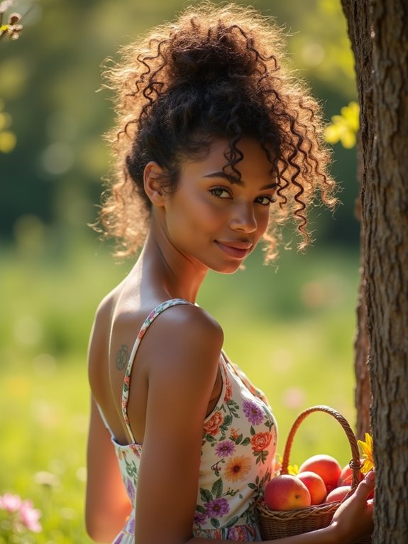 messy bun with curls