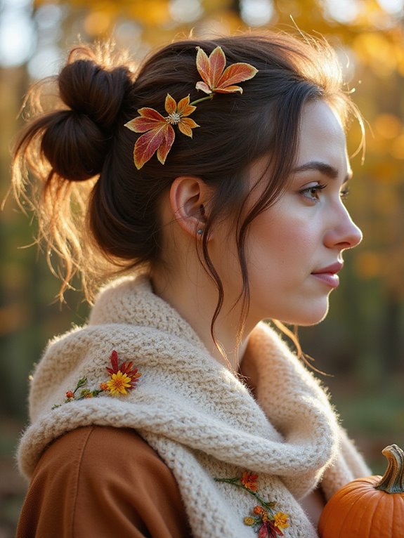disheveled bun with adornments