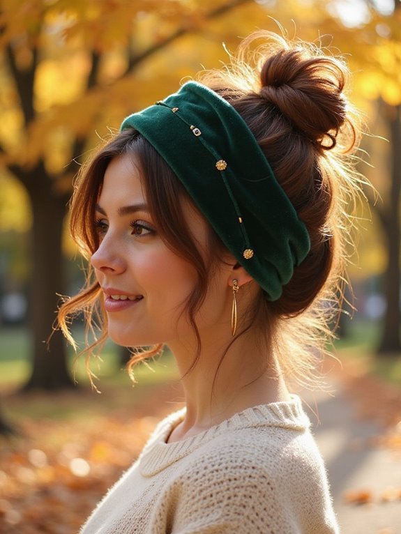 messy bun with headband