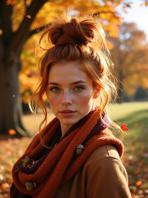 tousled bun with highlights
