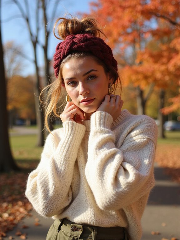 messy bun with knit headband