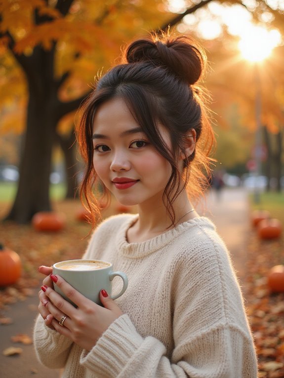 messy bun with strands