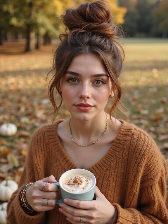 messy bun with tendrils