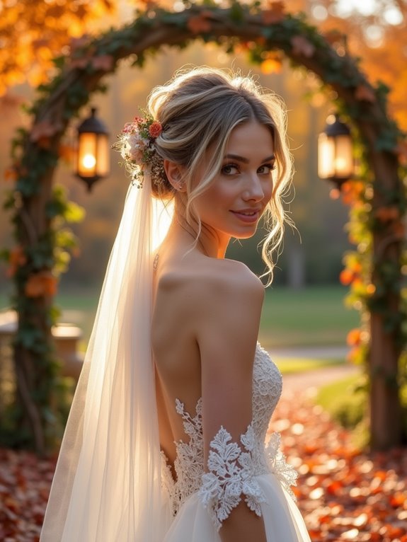 messy bun with tendrils