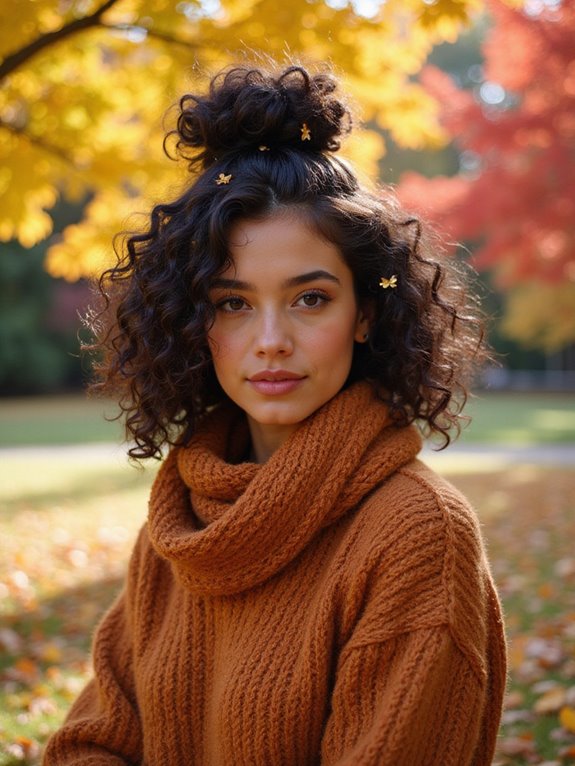 messy curly top knot