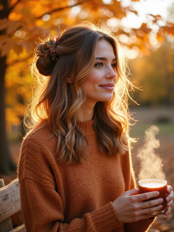 messy half up bun style