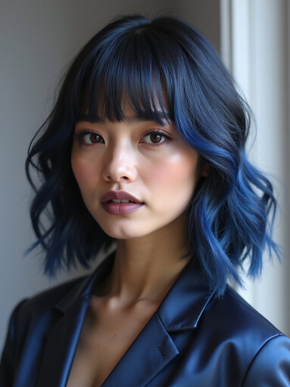 muted blue black hair