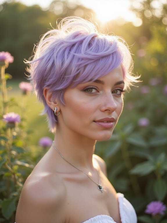 pastel lavender pixie cut