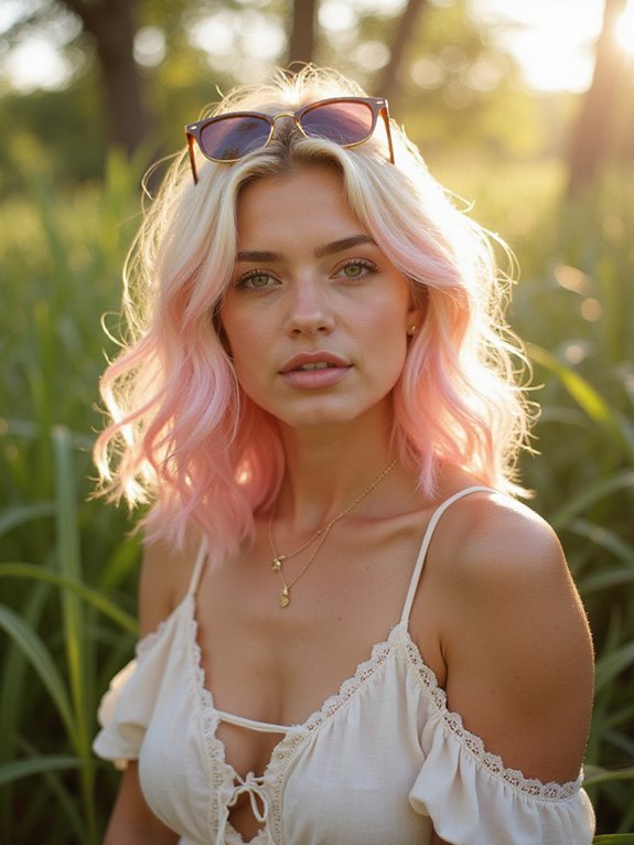 pastel pink hair highlights