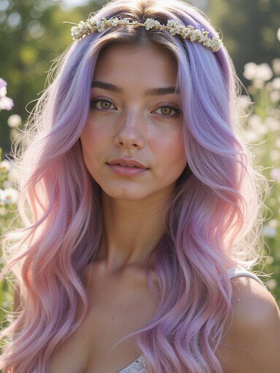 pastel pink lavender split dye