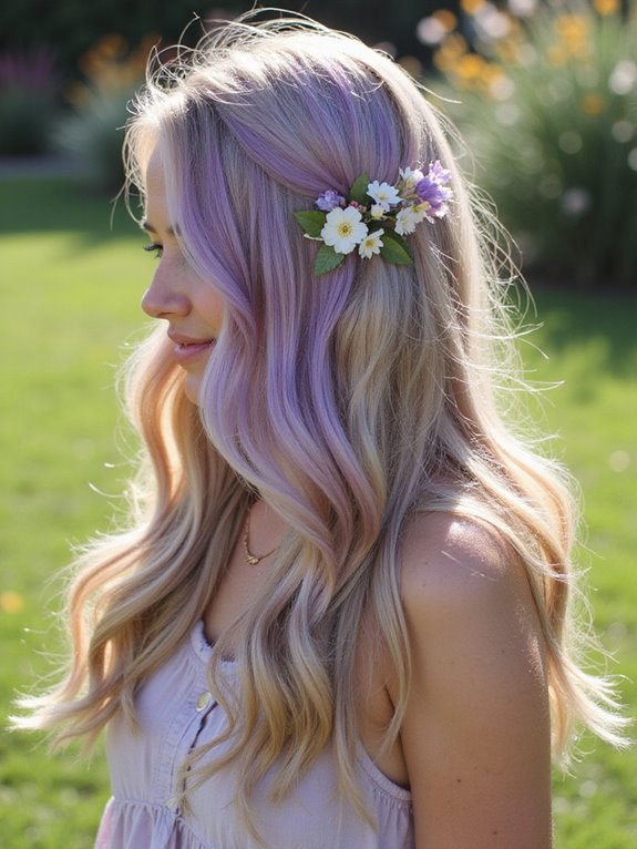 gentle purple highlights enhance blonde