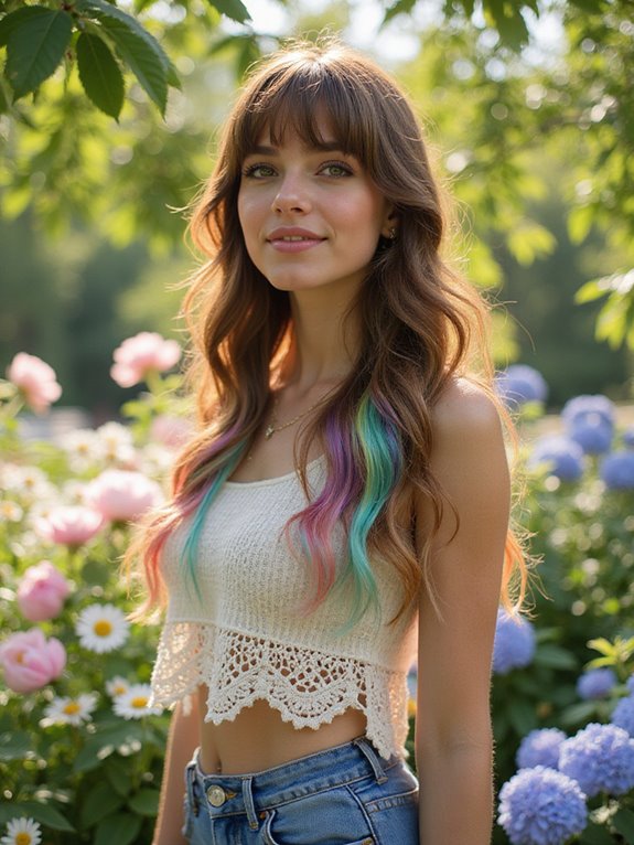pastel rainbow hair accents