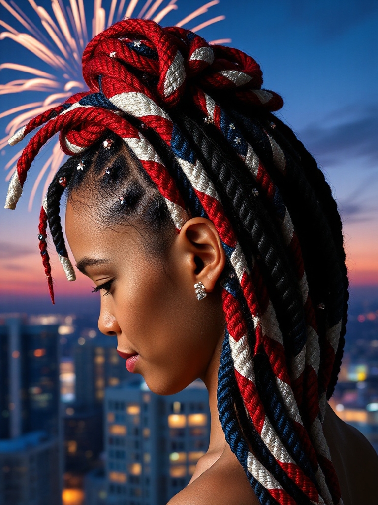 patriotic american flag cornrows