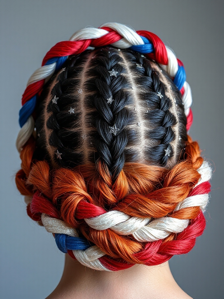 patriotic braided crown elegance