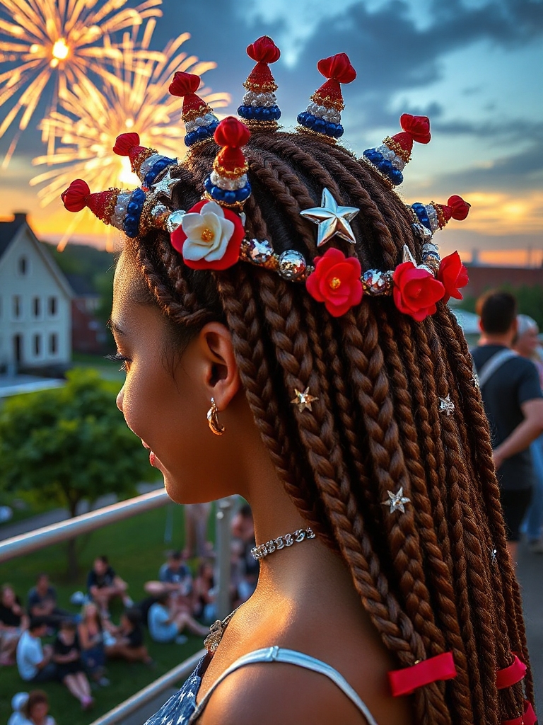 patriotic braided crown hairstyle