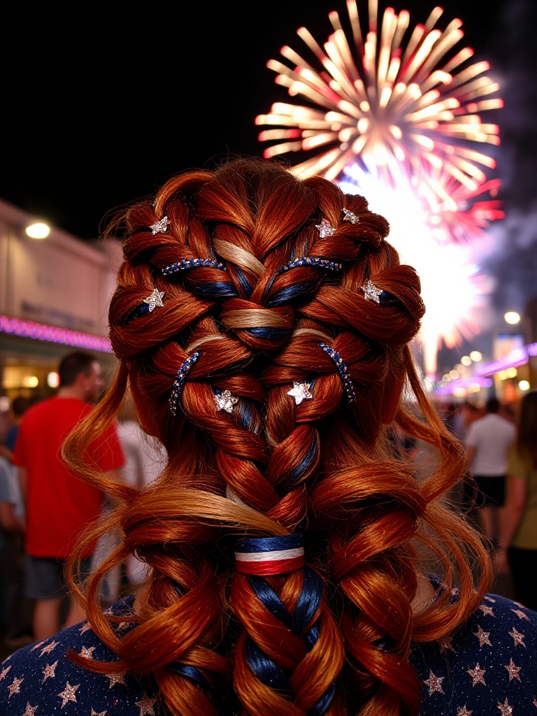 patriotic braided crown hairstyle