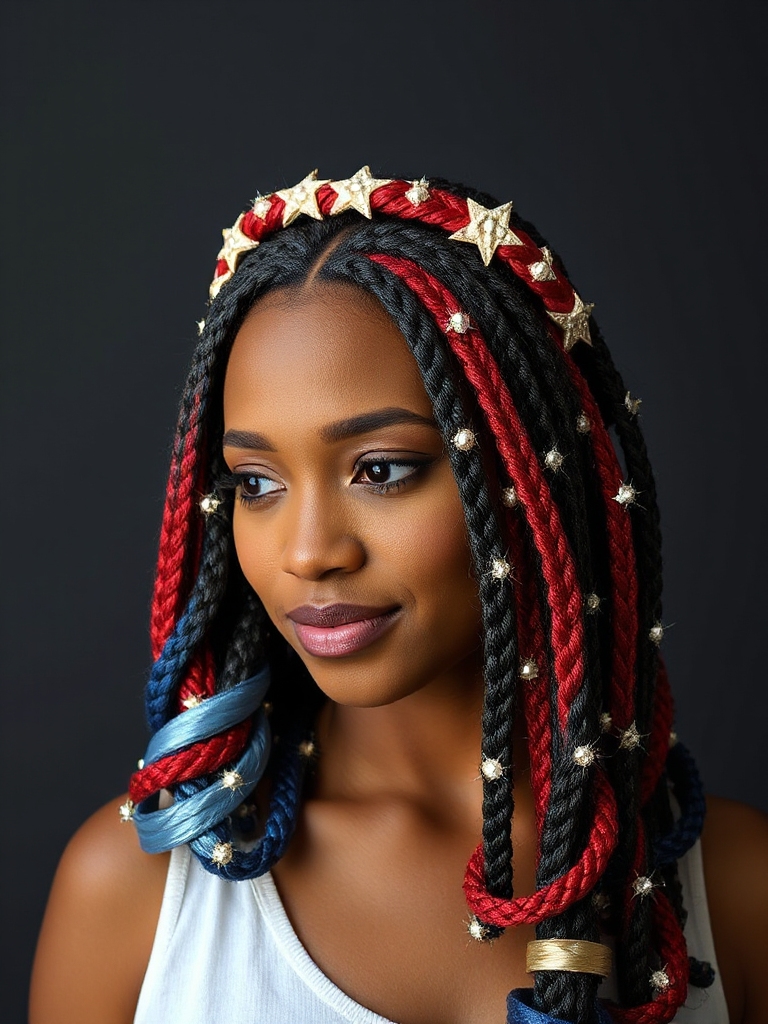 patriotic braided crown hairstyle
