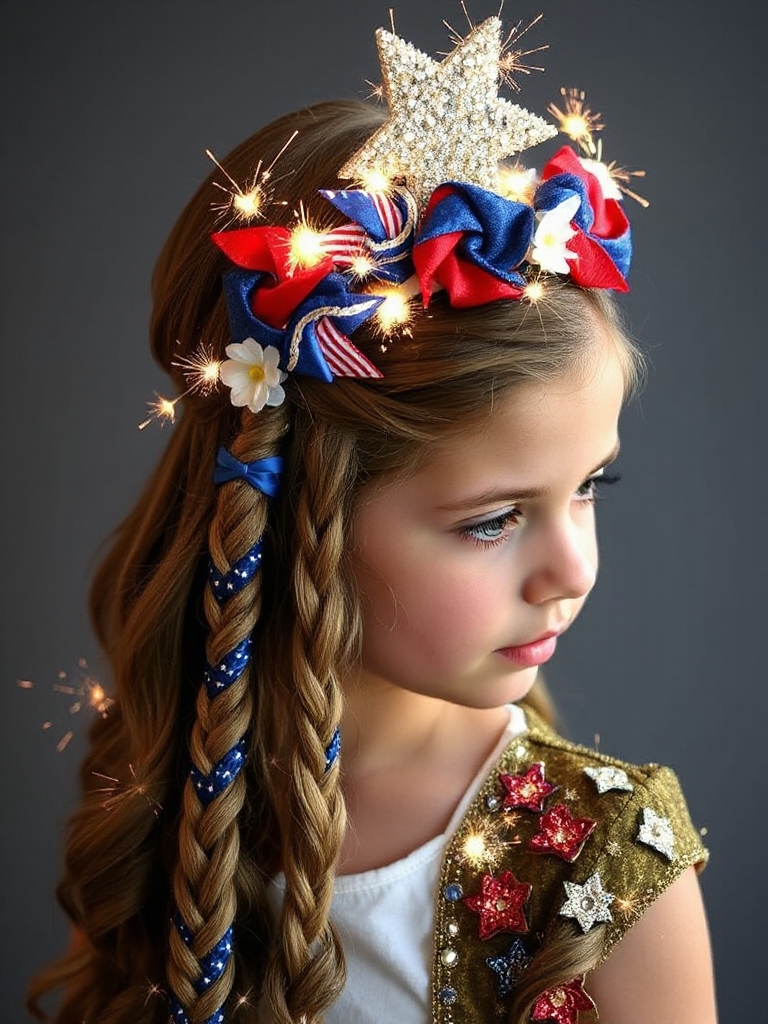 patriotic braided crown hairstyle