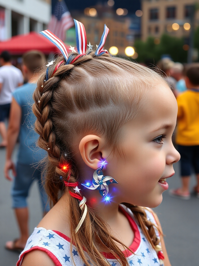 patriotic braided hairstyle creation