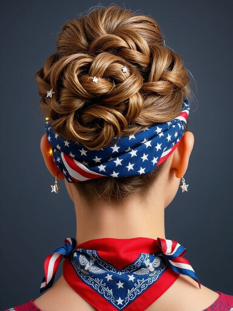 patriotic bun with bandana