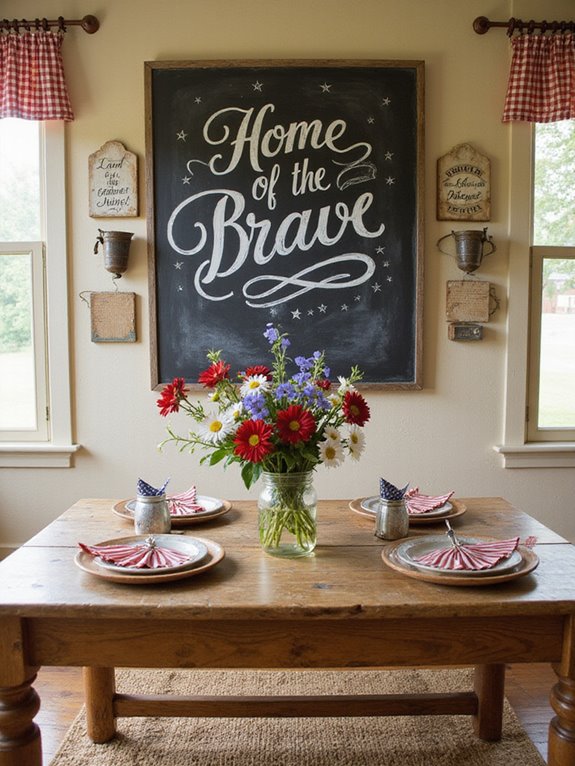 patriotic chalkboard farmhouse decor