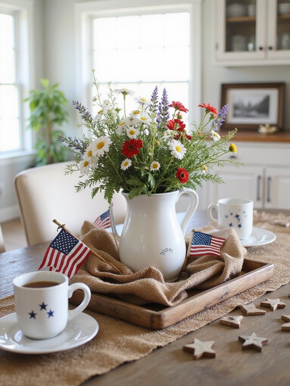 patriotic farmhouse table decor