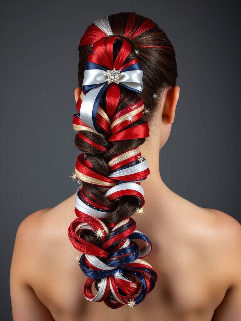 patriotic festive ponytail hairstyle