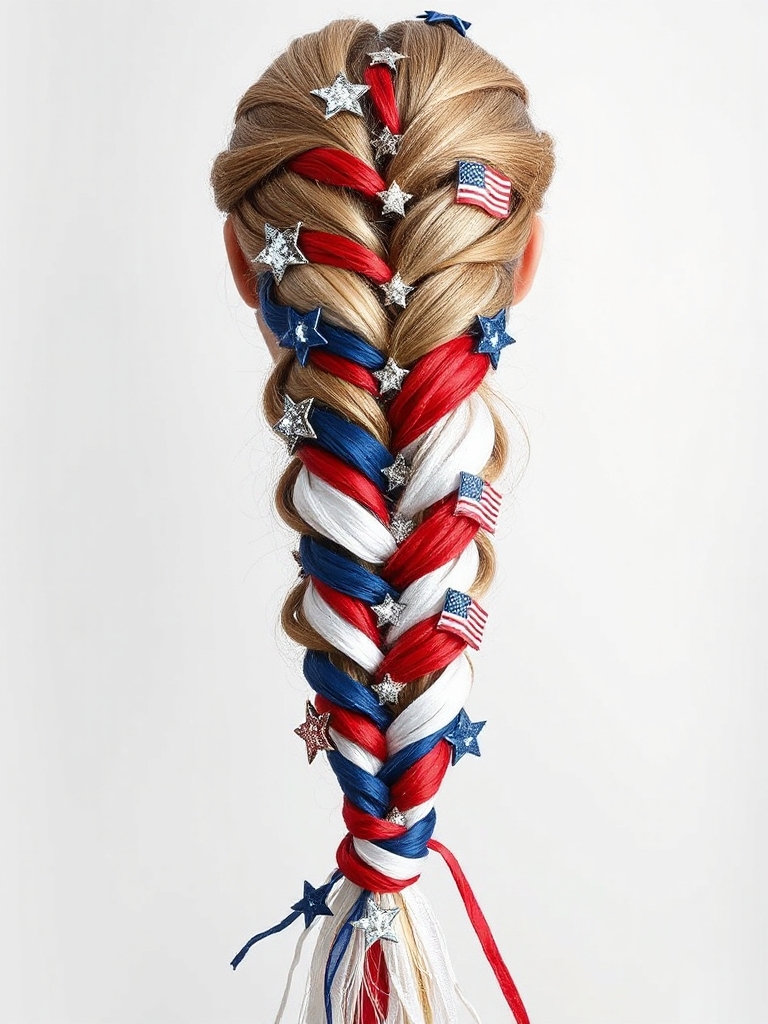 patriotic fishtail braid style