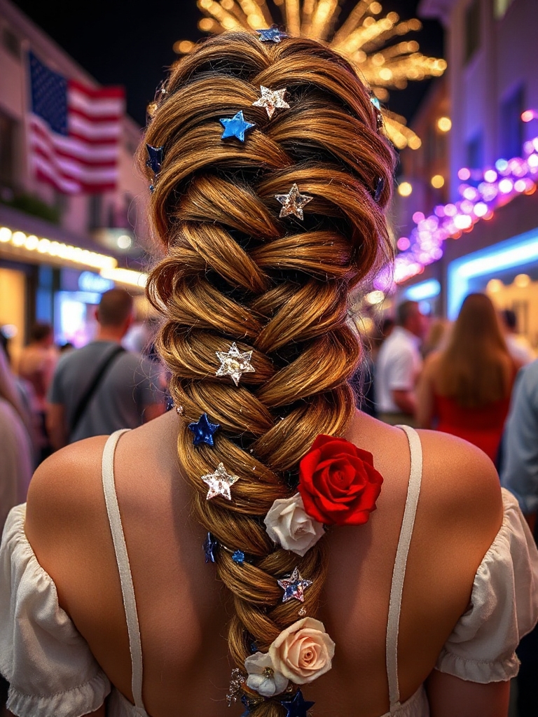 patriotic fishtail hairstyle design