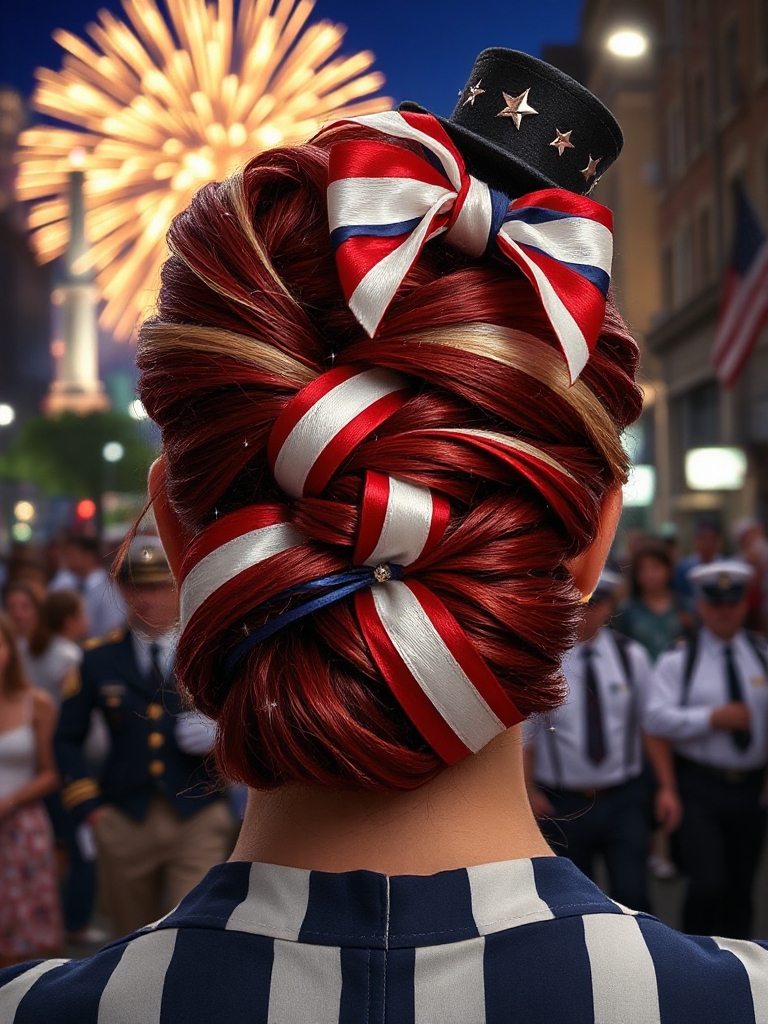 patriotic flag inspired hairstyle