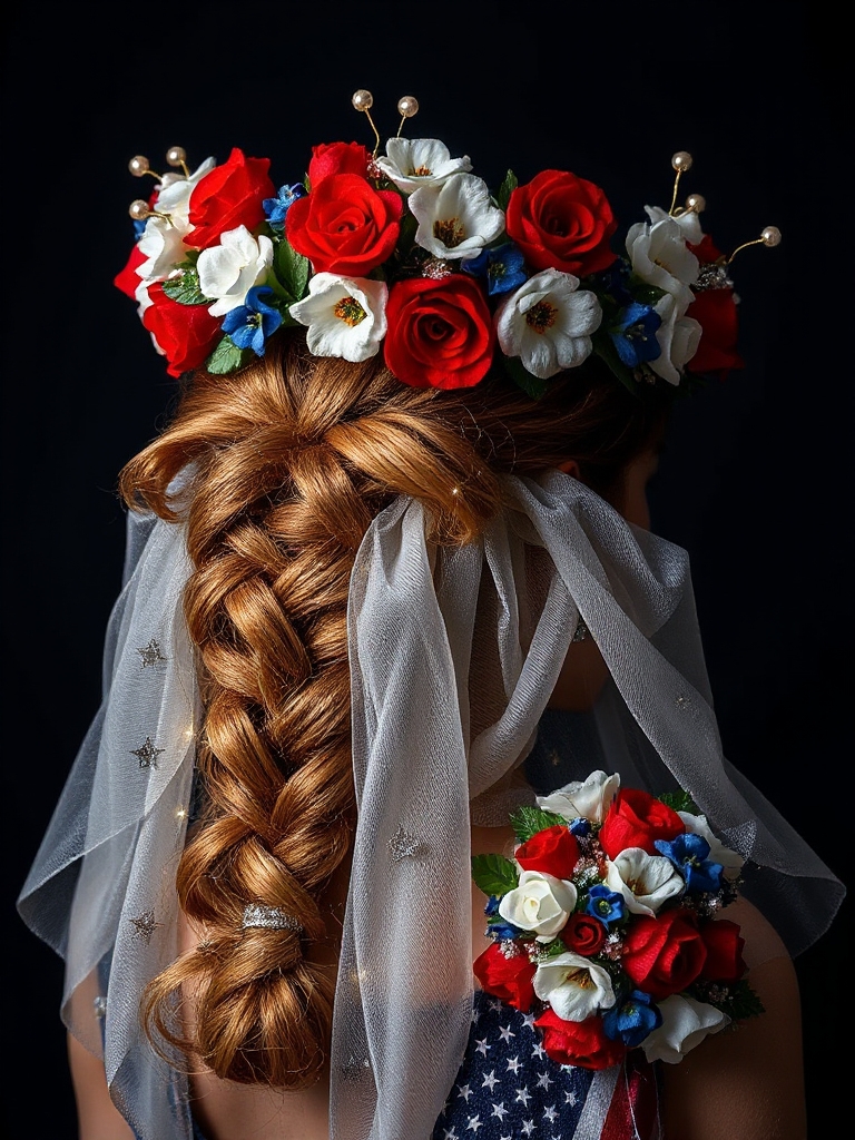 patriotic floral hair crown