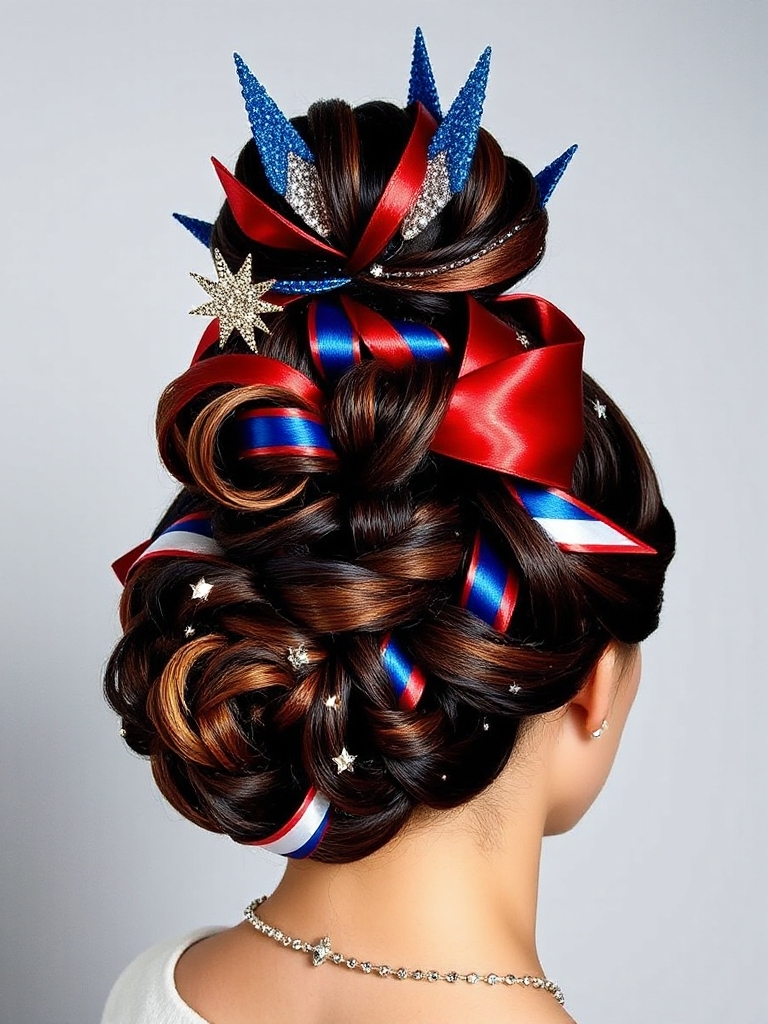 patriotic half up hairstyle